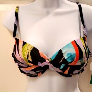 Dip Multicolor Striped Bikini Top